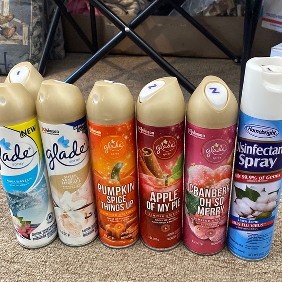 Other Nwt Lot Of 6 Glade Sprays 1 Homebright Disinfectant Spray